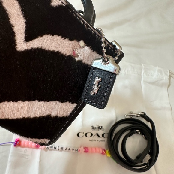 NWT Coach Rogue Bag 12 In Haircalf With Zebra Print (Micro Bag) - Picture 9 of 11